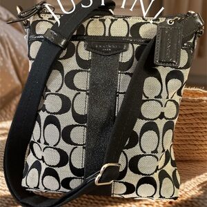 Coach Black and Cream Signature Crossbody Bag